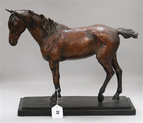 A bronze mare, 20th century, signed, height 30cm